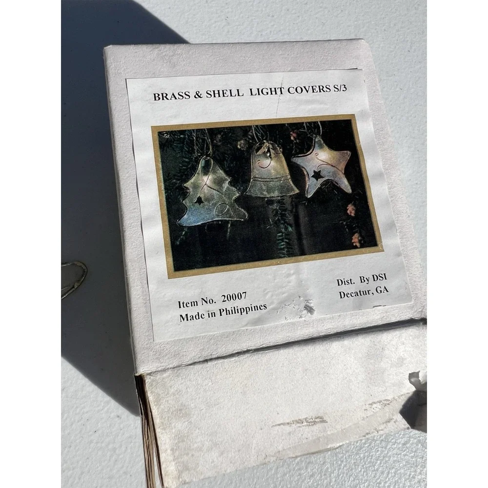 Mini Capiz Shell And Brass Mini Light Covers- Only Two Included Bell & Tree